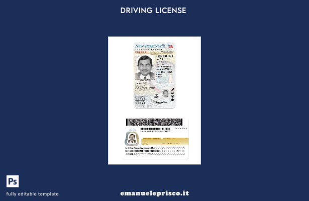 verified style Patente di guida USA New York stile verificato secondo il modello (versione). template